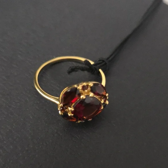 GARNET Luxurious 14K Gold  PLATED Over 925 Silver  WITH RED  GARNET  Gemstone. - Picture 5 of 10